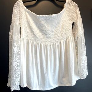 Off the shoulder lace babydoll top